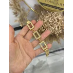 Üçlü Gram Altınlık Kare Zincirli Bileklik (16+5 cm)