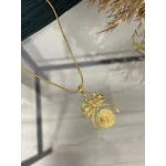 Çeyrek Altınlı Çelik Zincirli Fiyonk Kolye