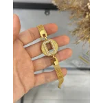 Gram Altınlık İşlemeli Yuvarlak Hasır Bileklik