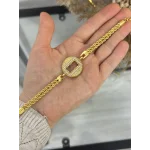 Gram Altınlık Yuvarlak İşlemeli Çift Sıra Burgu Bileklik