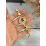 Gram Altınlık Yuvarlak İşlemeli Çift Sıra Burgu Bileklik