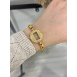 Gram Altınlık Yuvarlak İşlemeli Çift Sıra Burgu Bileklik