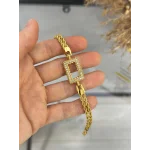 Gram Altınlık Dikdörtgen Çift Sıra Burgu Bileklik