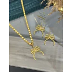 Fiyonklu Arpa Kolye-Küpe Set (60 cm)