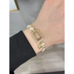 Kalem İşi Gram Altınlık Yassı İncili Kalpli Bileklik