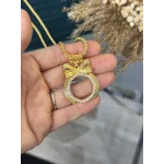 Yarım Altınlık Geniş Hasır Kulplu Burgu Zincir Fiyonk Kolye (60 cm)