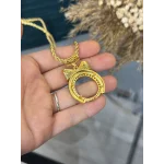 Yarım Altınlık Geniş Hasır Kulplu Burgu Zincir Fiyonk Kolye (60 cm)