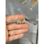 XP Tek Delikle Yapraklı Üçlü Görünüm Küpe (Çelik)