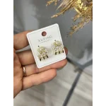 XP Tek Delikle Üçlü Görünüm İncili Küpe (Çelik)