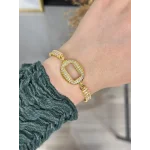 Oval Gram Altınlık Kristal Bileklik (17+3 cm)