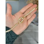 Oval Gram Altınlık Kristal Bileklik (17+3 cm)
