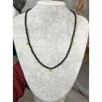 Üçü Bir Yerde Klipsli Siyah Kristal Boncuk Kolye (50 cm)