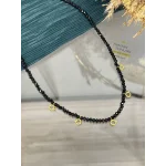Beşi Bir Yerde Klipsli Siyah Kristal Boncuk Kolye (50 cm)