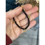 Yedisi Bir Yerde Klipsli Siyah Kristal Boncuk Kolye (50 cm)