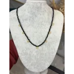 Yedisi Bir Yerde Klipsli Siyah Kristal Boncuk Kolye (50 cm)