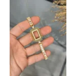 Gramlık İşlemeli Çerçeve Kristal Baget Bileklik (17+3 cm)