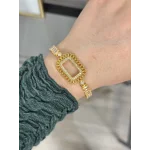 Gramlık İşlemeli Çerçeve Kristal Baget Bileklik (17+3 cm)