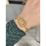 Gram Altınlık İşlemeli Çerçeve Burgu Bileklik (17+5 cm)