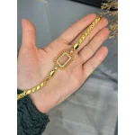 Gram Altınlık İşlemeli Çerçeve Arpa Bileklik (17+3 cm)