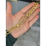 Gram Altınlık İşlemeli Çerçeve Samanyolu Bileklik (17+3 cm)