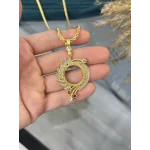 Çeyreklik Yeşil Taşlı Zarif Burgu Kolye (60 cm)