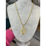 Çeyreklik Yeşil Taşlı Zarif Burgu Kolye (60 cm)