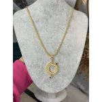 Yarım Altınlık Yeşil Taşlı Zarif Burgu Kolye (60 cm)