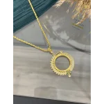 Tam Altınlık Yeşil Taşlı Burgu Kolye (60 cm)