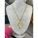 Tam Altınlık Yeşil Taşlı Burgu Kolye (60 cm)