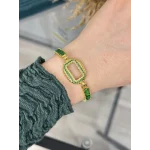 Oval Gramlık Yeşil Taşlı Baget Bileklik (17+3 cm)