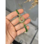 Oval Gramlık Yeşil Taşlı Baget Bileklik (17+3 cm)