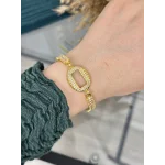 Oval Gramlik Kristal Baget Bileklik (17+3 cm)