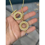 3 Çeyreklik Çiçek Model Y Burgu Kolye (65 cm)