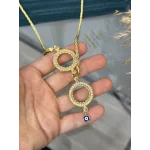 3 Çeyreklik Tek Sıra Taşlı Y Burgu Kolye (65 cm)