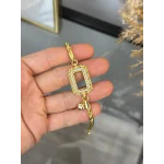 Gram Altınlık Yaprak İşlemeli Kalpli Burgu Bileklik (17+3 cm)