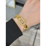 Gram Altınlık Yaprak İşlemeli Kalpli Samanyolu Bileklik (17+3cm)