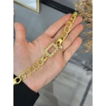 Gram Altınlık Yaprak İşlemeli Kalpli Samanyolu Bileklik (17+3cm)