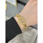 Gram Altınlık Yaprak İşlemeli Kalpli Arpa Bileklik (17+3 cm)