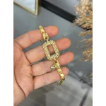 Gram Altınlık Yaprak İşlemeli Kalpli Arpa Bileklik (17+3 cm)