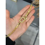 Gram Altınlık Yaprak İşlemeli Kalpli Arpa Bileklik (17+3 cm)