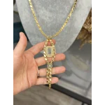 Gram Altınlık Çift Sıra Nazarlı Arpa Kolye (60 cm Zincir+10 cm gramlı kısım )