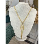 Gram Altınlık Çift Sıra Nazarlı Arpa Kolye (60 cm Zincir+10 cm gramlı kısım )