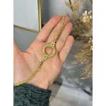 Çeyreklik Taşlı Yaprak Detaylı Burgu Bileklik