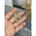 Çeyreklik Taşlı Yaprak Detaylı Burgu Bileklik