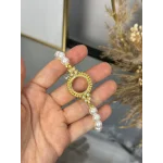 Çeyreklik Taşlı Yaprak Detaylı İnci Bileklik