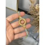 Çeyreklik Yaprak Detaylı Mavi Baget Bileklik