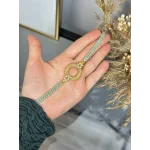 Çeyreklik Yaprak Detaylı Mavi Baget Bileklik