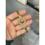 Çeyreklik Yaprak Detaylı Yeşil Baget Bileklik