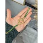 Çeyreklik Yaprak Detaylı Yeşil Baget Bileklik
