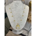 Yarım Altınlık Fiyonklu Dokuzu Biryerde İnci Kolye (60 cm)